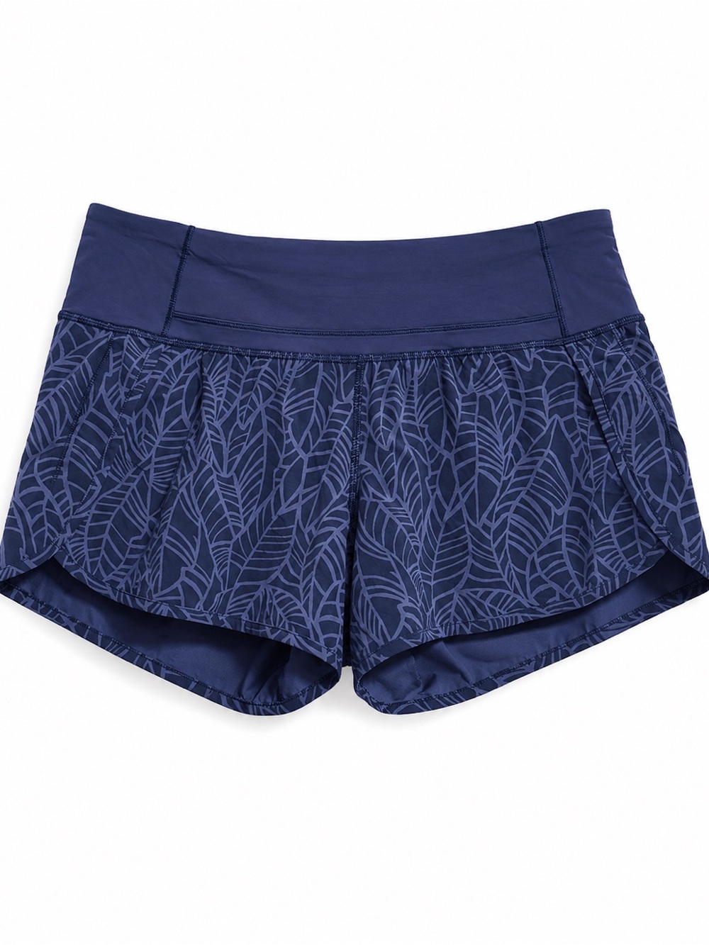 Lululemon Speed Shorts Size 8 Navy Leaf Print Lined Running Shorts